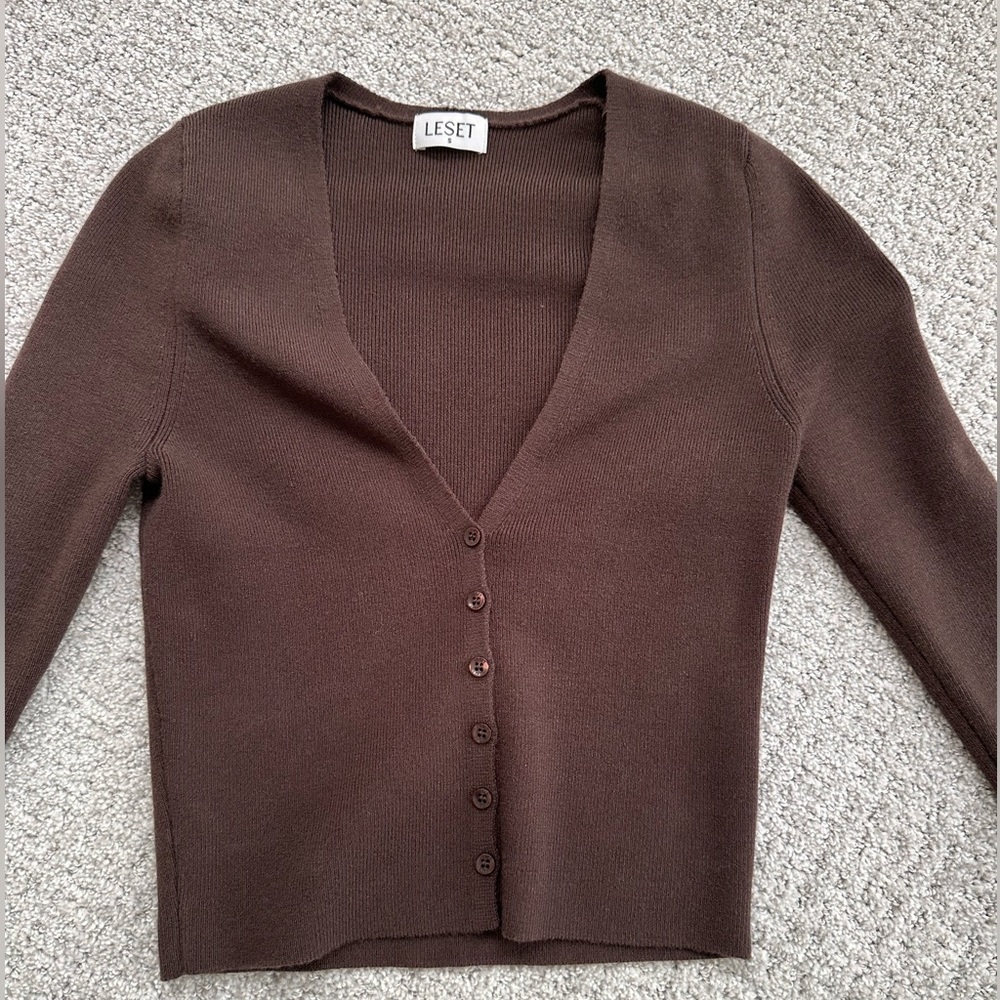 Leset Brown V-neck Cardigan Size Small - Never Worn!